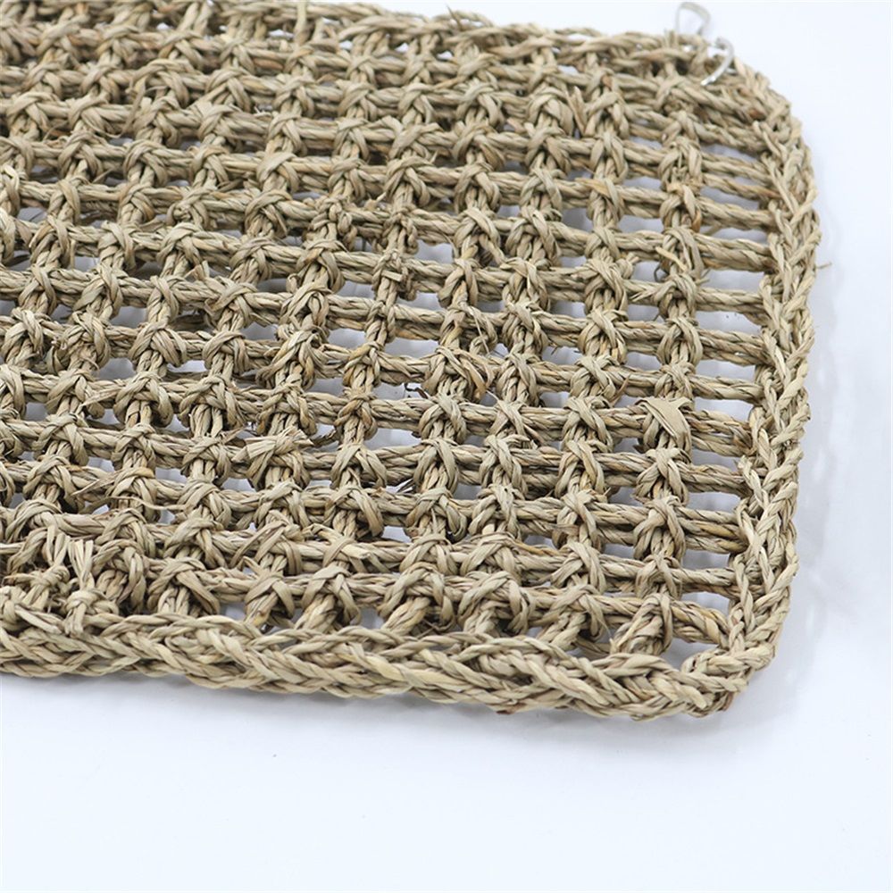 Bird foraging wall toy with climbing rope net for parrots, finches, and cockatiels, durable and non-toxic, indoor bird play equipment.