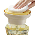 Two Everything Baby dish liquid dispensers with sponge holders and draining trays, ideal for dishwashing in dorms, homes, or RVs.