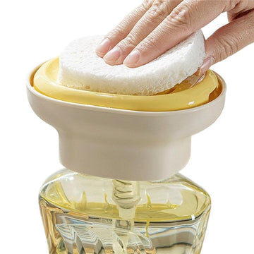 Two Everything Baby dish liquid dispensers with sponge holders and draining trays, ideal for dishwashing in dorms, homes, or RVs.