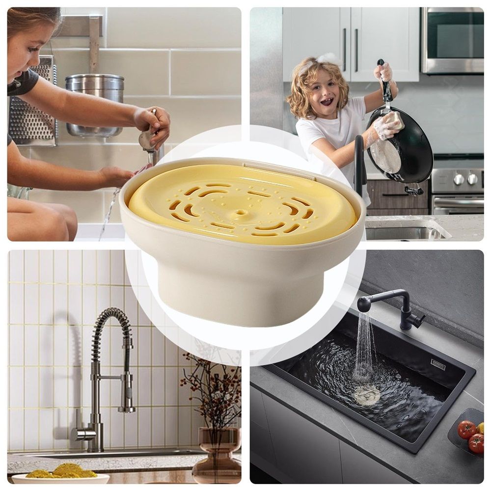 Everything Baby dish liquid dispenser with sponge holder and draining tray, ideal for dishwashing in dorms, homes, or RVs.