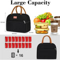 Black insulated lunch bag for women and men with front pocket, ideal for work or picnics, from Everything Baby.