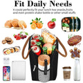 Black insulated lunch bag for women and men with front pocket, ideal for work or picnics, by Everything Baby.