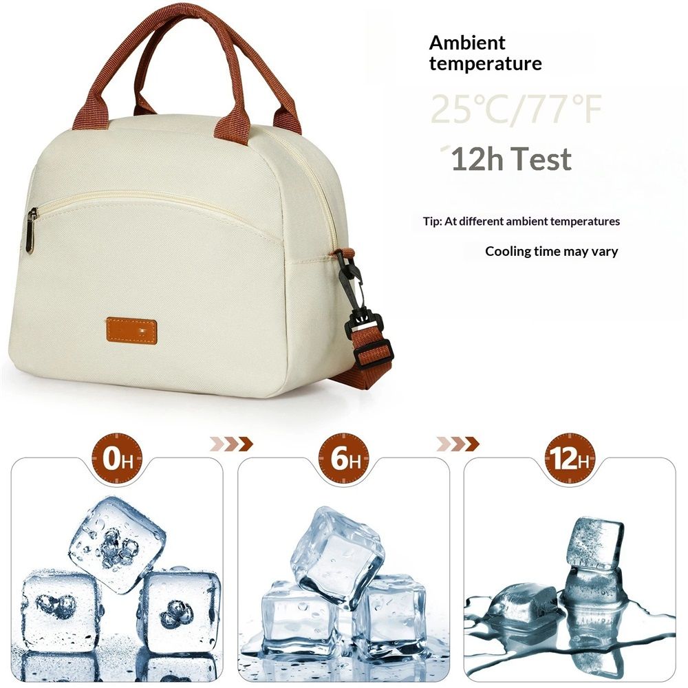 Insulated beige lunch bag for adults, leakproof and reusable, ideal for work, travel, and outdoor use, by Everything Baby.