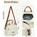 Insulated beige lunch bag for adults, leakproof and reusable, with high capacity for work, travel, and outdoor meals.