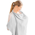 Gray baby nursing cover from Everything Baby, breathable cotton with rigid hoop for breastfeeding and multi-use carseat canopy.
