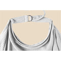 Gray breastfeeding cover for moms, breathable cotton with rigid hoop, versatile carseat canopy and nursing apron for baby care.