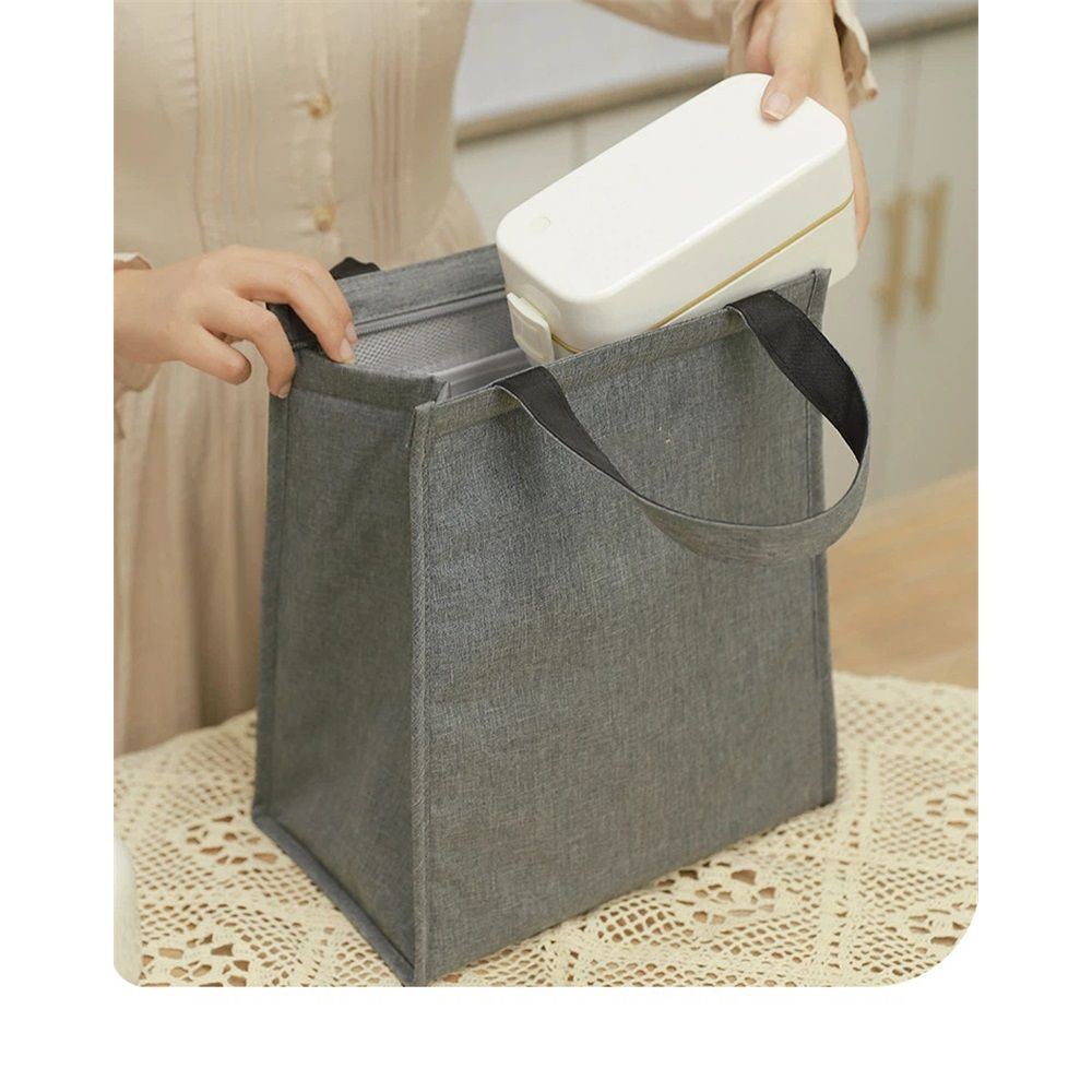 Grey black insulated lunch bag for men and women, reusable zipper tote for kids, stylish simple lunch box by Everything Baby