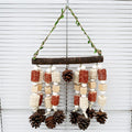 Colorful wooden chewing toy for parrots with natural blocks, suitable for large macaws, cockatoos, and various bird species.