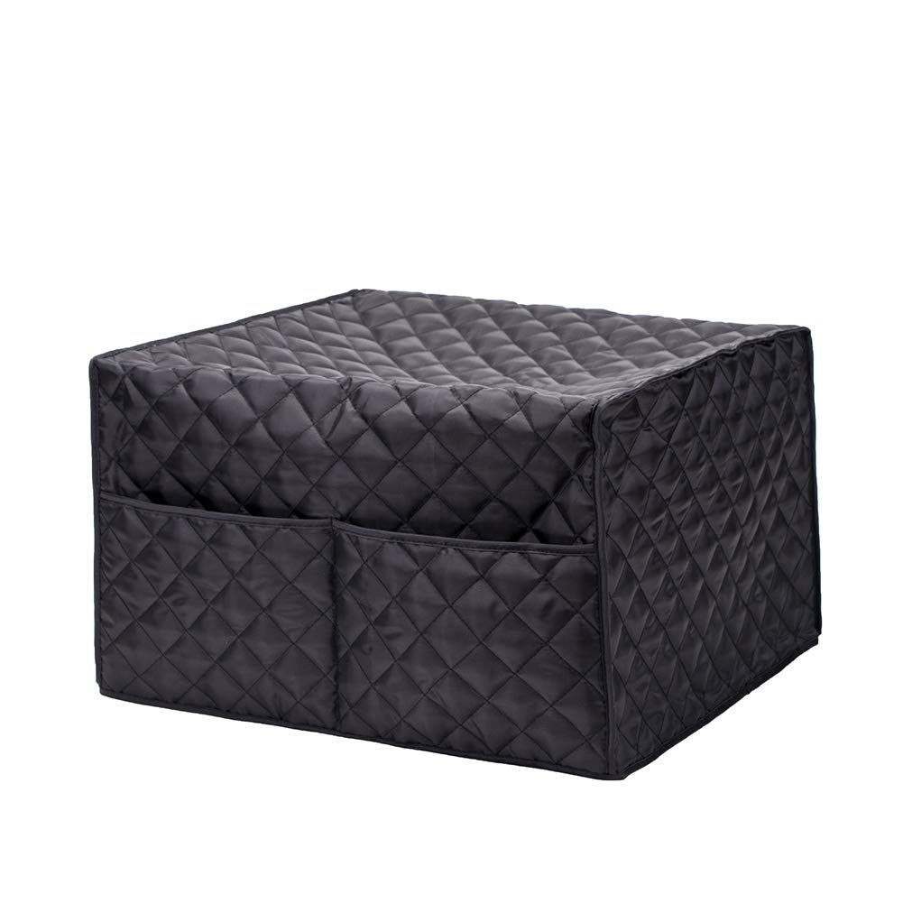 Black heavy-duty waterproof toaster oven cover with heat-resistant, dust-proof, and easy-to-clean features for protection.