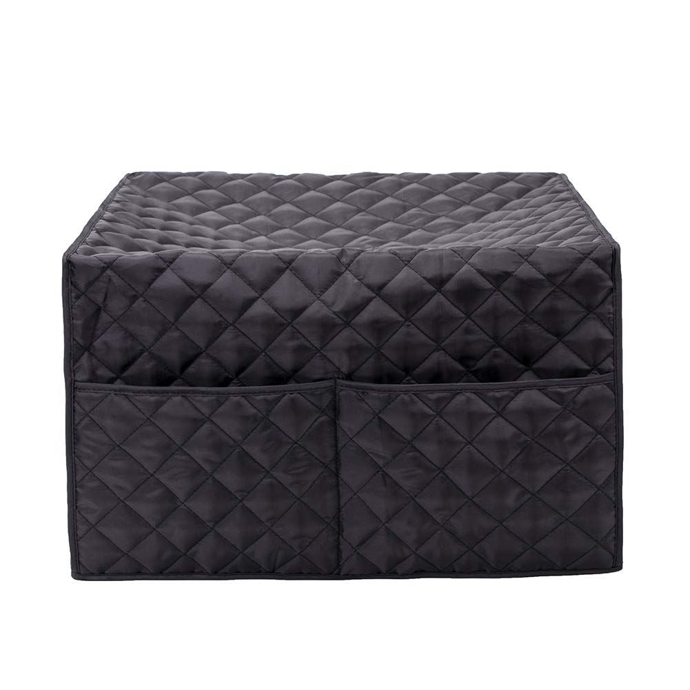 Black heavy-duty waterproof toaster oven cover with dust-proof, heat-insulating material for microwave and electric oven protection.