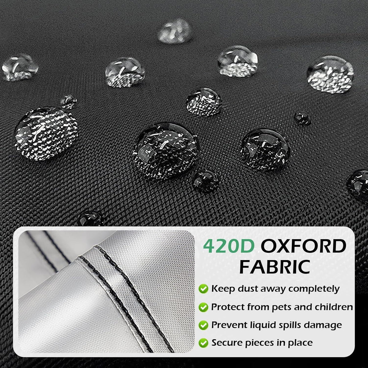 Waterproof puzzle board cover for jigsaw puzzles with drawers, black 420D material, dustproof, ideal for adult puzzle tables.