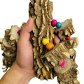 Large natural wood Macaw toy with steel wire, perfect for chewing and play for big parrots like grey macaws and cockatoos.