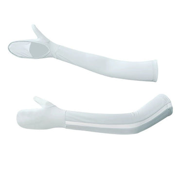Unisex adult UV protection arm sleeves with hand covers, fingerless sunshade gloves, adjustable for sun protection and comfort.
