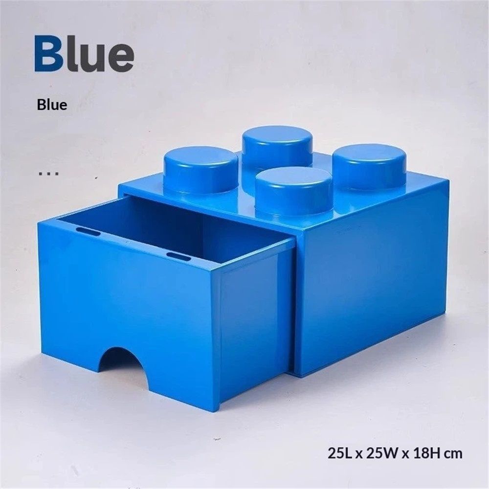 Blue Storage Brick with 4 knobs by Everything Baby, stackable plastic storage box with lid, ideal for kids' desks and toy organization