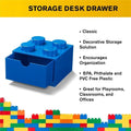 Blue Storage Brick with 4 knobs by Everything Baby, stackable plastic storage box with lid, ideal as a desk organizer and toy box.