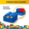 Blue Storage Brick with 4 knobs by Everything Baby, stackable plastic storage box with lid, ideal as a kid's desk organizer or toy box.