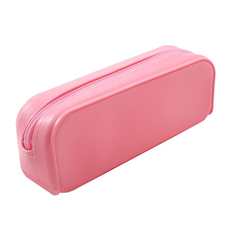 Large soft silicone waterproof pencil case for kids with creative gradient colors and a random zipper, ideal for school supplies.