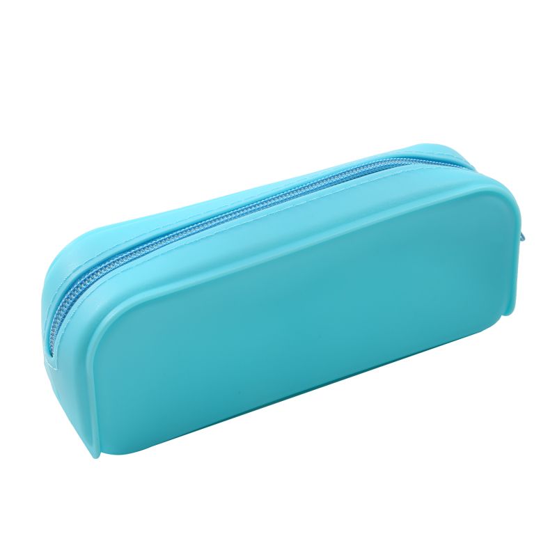 Large soft silicone waterproof pencil case for kids with creative gradient colors and a random zipper, ideal for school supplies.