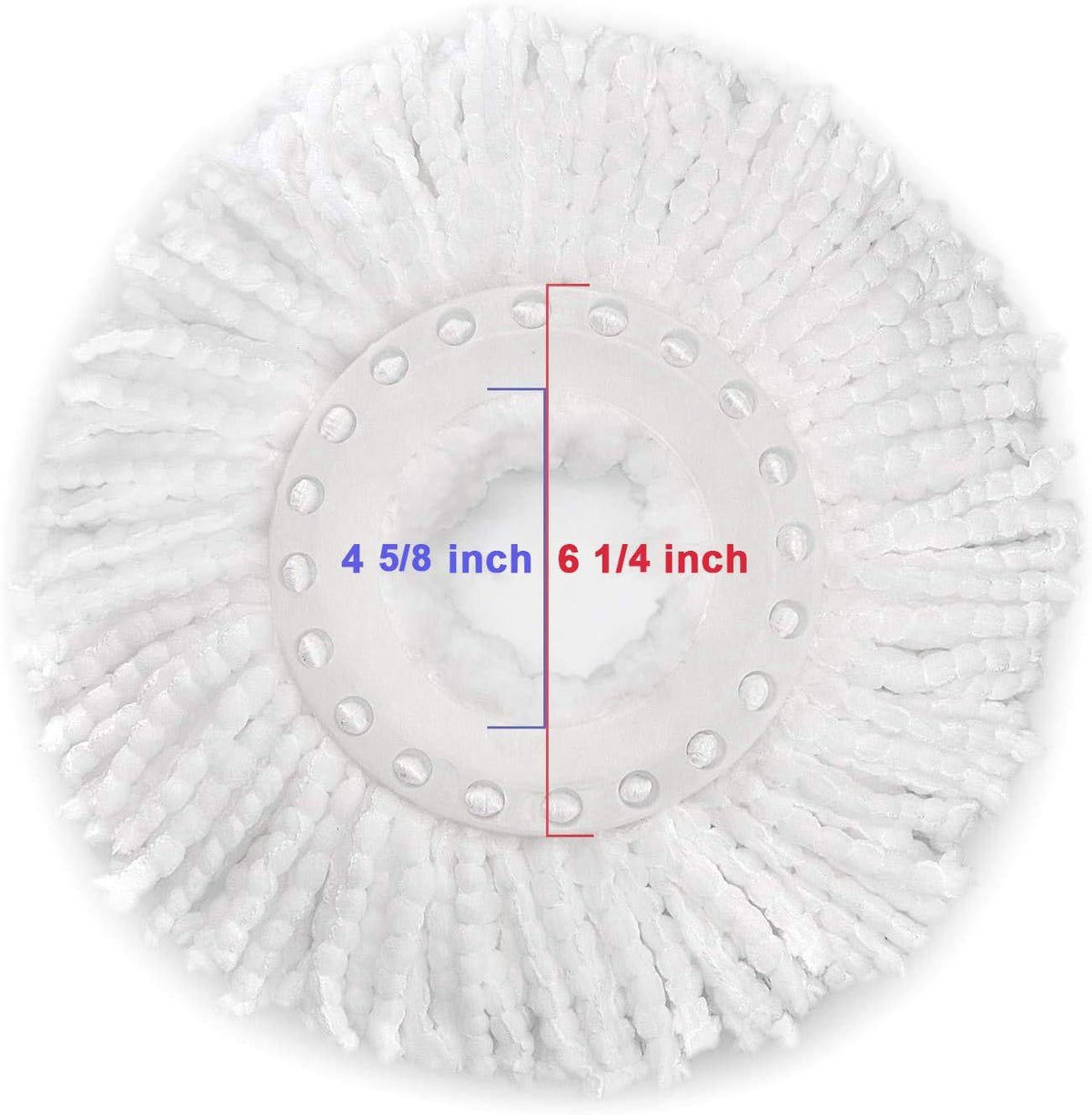 Three white microfiber replacement heads for 360 spin mop systems, compatible with Hurrica, Mopnad, and Cassabel spin mops.