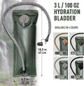 BPA-free 3-liter hydration bladder with insulated tube, leak-proof design, suitable for hiking, cycling, and outdoor adventures.