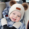 Kids toddler winter beanie hat with faux fur pompom, knitted cap for boys and girls aged 1-3, from Everything Baby.