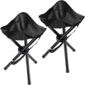 Black portable folding camping stool by Everything Baby, lightweight tripod seat for outdoor camping, picnics, and hiking.
