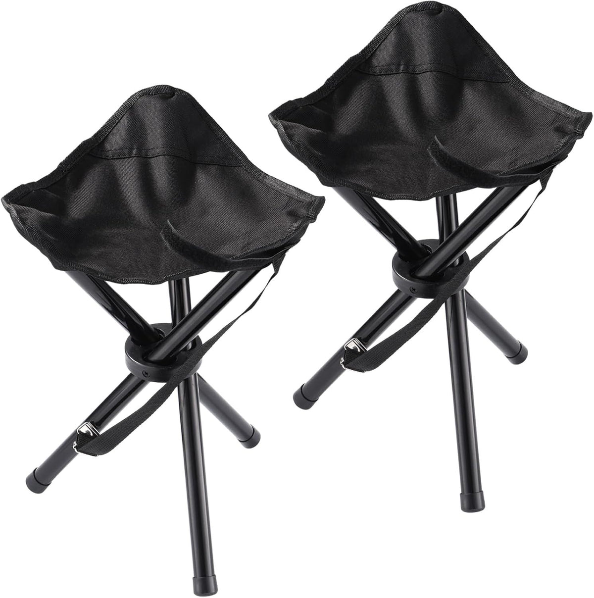 Black portable folding camping stool by Everything Baby, lightweight tripod seat for outdoor camping, picnics, and hiking.