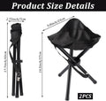 Black portable folding camping stool for outdoor trips, suitable for camping, picnics, beach, garden, and hiking activities.