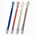 Set of 4 handmade baby pacifier clips with braided design, compatible with all pacifiers, suitable for boys and girls.