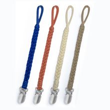 Set of 4 handmade baby pacifier clips with braided design, compatible with all pacifiers, suitable for boys and girls.