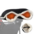 Black waterproof winter stroller gloves from Everything Baby, cozy mittens for parents and caregivers attaching to strollers.