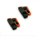 Two black PP material dual-chamber emergency whistles with lanyards, suitable for safety, camping, hiking, and outdoor rescue.