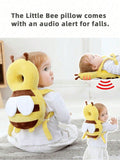 Baby head protector cushion backpack with Christmas bee design, adjustable toddler safety pad for walking and crawling.