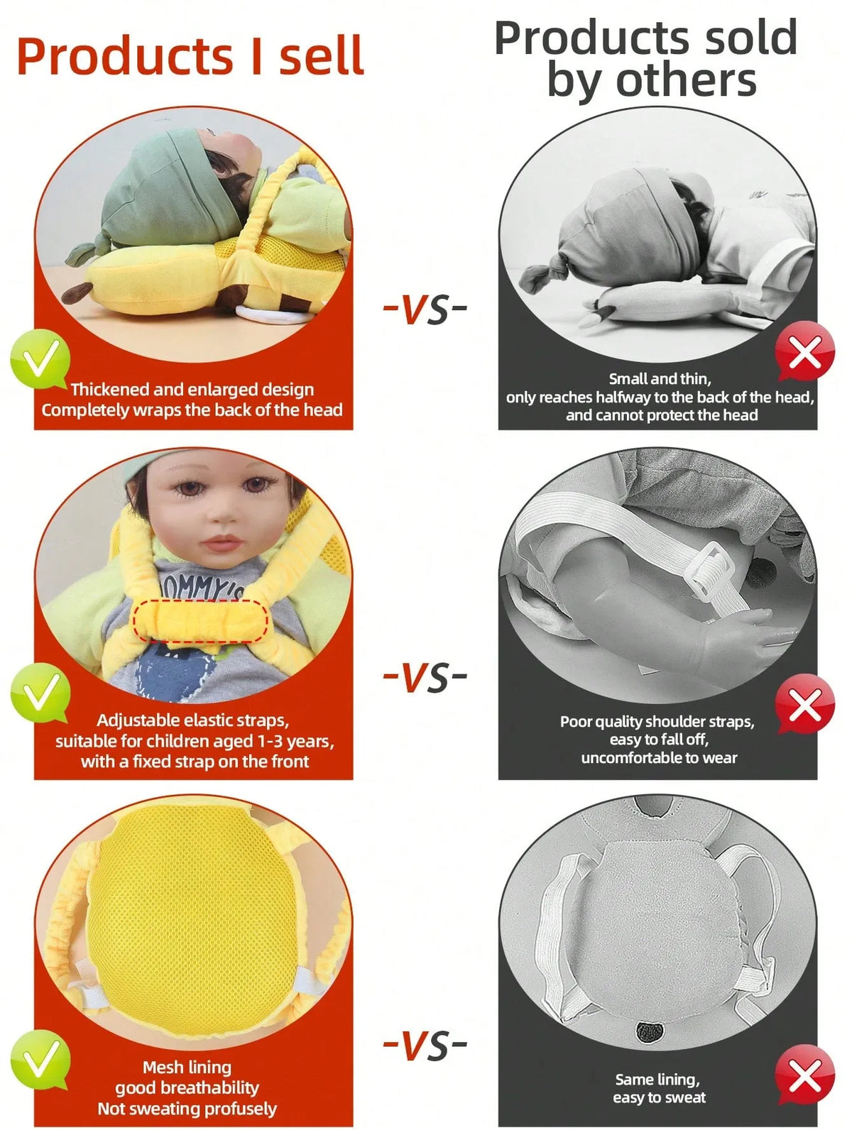 Baby head protector cushion backpack with Christmas bee design, adjustable toddler safety pad for walking and crawling, from Everything Baby.