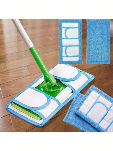 Two washable microfiber flat mop replacement heads for high absorption cleaning, compatible with most flat mop tools.