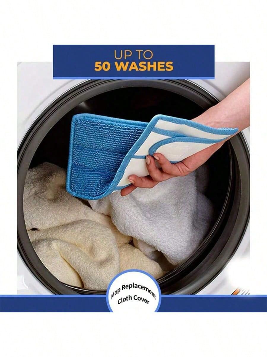Two reusable microfiber flat mop replacement heads for high absorption cleaning, suitable for wet and dry use, by Everything Baby.