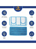 Two washable microfiber flat mop replacement heads from Everything Baby, designed for high absorption and dual wet or dry cleaning.