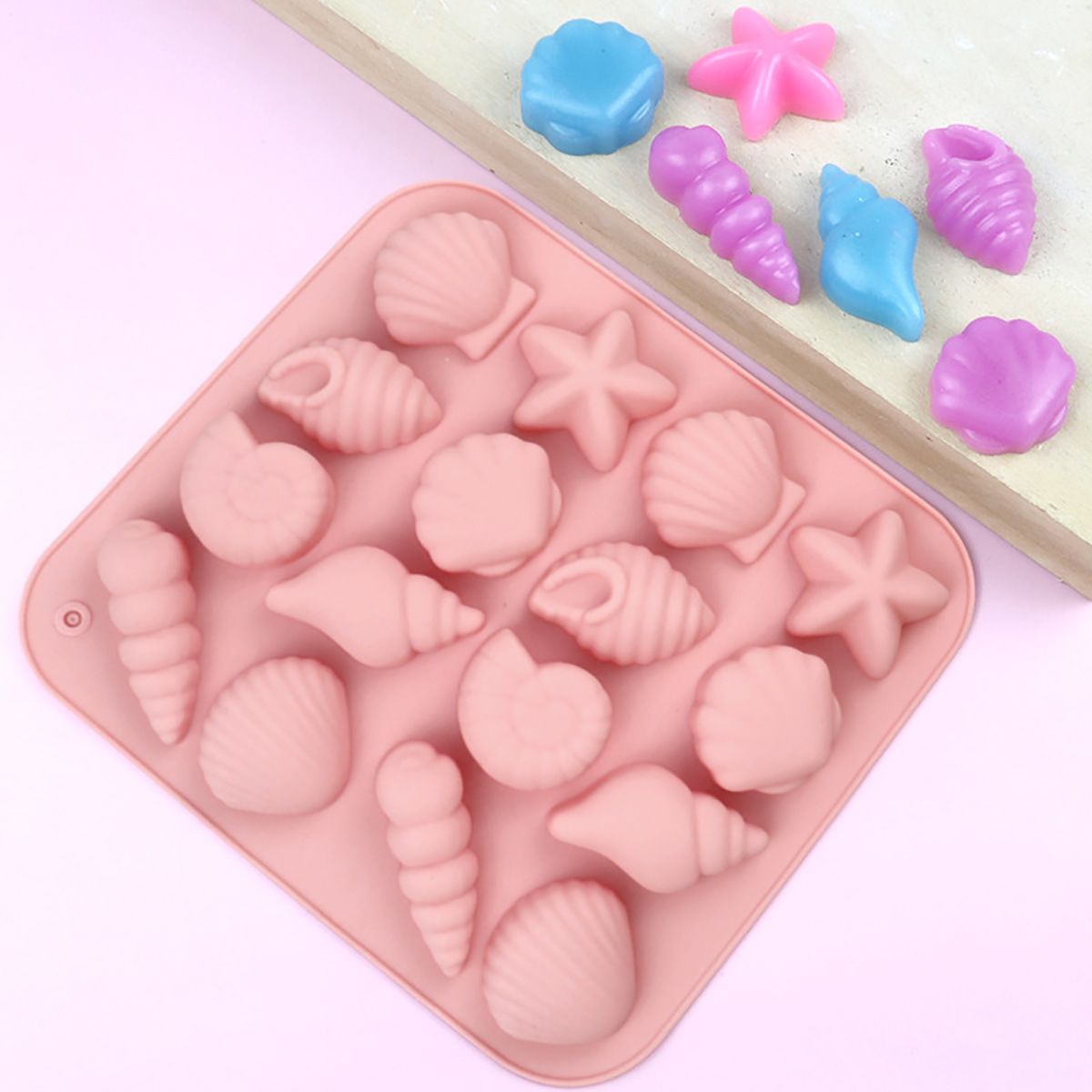 3-piece seashell silicone molds for chocolate and fondant, ocean-themed cake decorating tools for baking and DIY dessert crafts