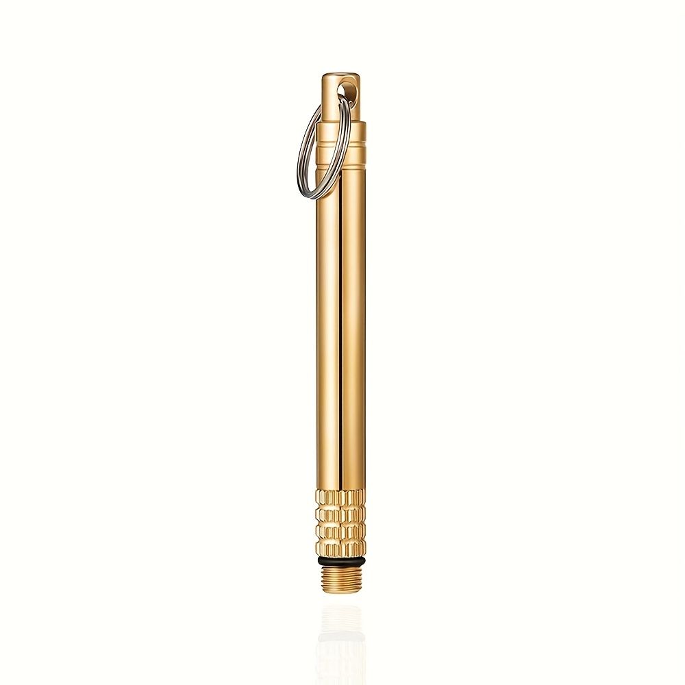 Golden reusable stainless steel pocket toothpick with key chain, ideal for outdoor camping, from Everything Baby.