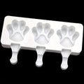 White silicone 2-piece cat paw popsicle mold for kids' pretend play, perfect for DIY summer ice cream treats.