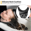 Silicone shampoo bowl neck rest with suction cup, non-slip hair washing sink support for salon or baby grooming.