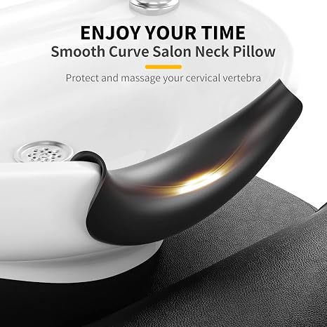 Silicone shampoo bowl neck rest with suction cup for salon sinks, non-slip hair washing sink support, gentle for baby and kid grooming