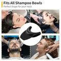 Silicone shampoo bowl neck rest with suction cup for salon sinks, provides comfortable, non-slip support during hair washing.