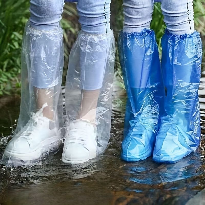 10-pack waterproof non-slip shoe covers for kids, thick transparent plastic, suitable for outdoor use, by Everything Baby.