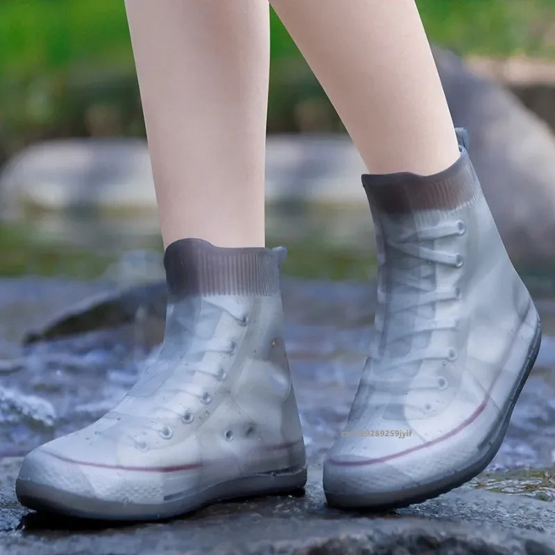 Baby girl waterproof silicone shoe covers with non-slip grip, reusable outdoor sneaker protectors by Everything Baby.