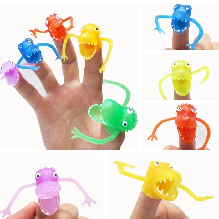 Set of 30 colorful plastic monster finger puppets for kids' pretend play and fun puppet shows, perfect for party favors.