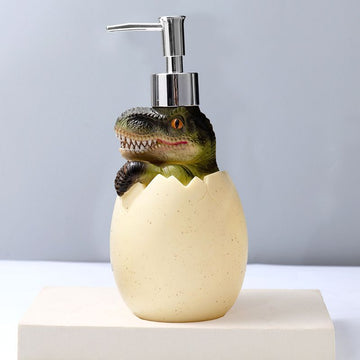 Cute dinosaur-shaped baby lotion and soap dispenser for kids and adults, refillable liquid soap, shampoo, and shower gel.