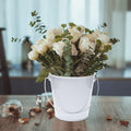 White galvanized metal bucket with handle, 11.5x13cm, ideal for kids, crafts, classroom use, and party favors.