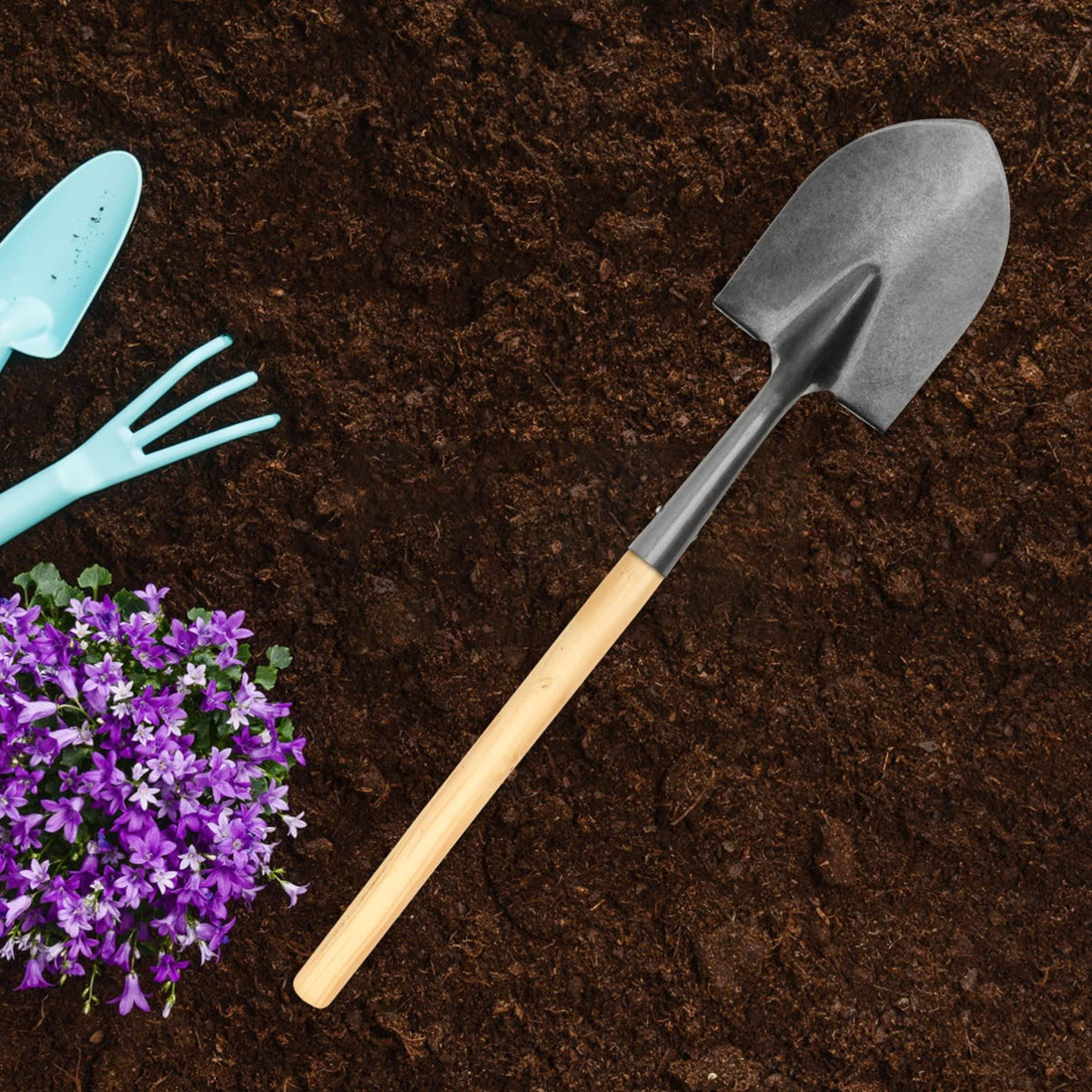 Two wooden shovel handles made of hardwood, suitable for garden sickles and shovels, 30cm long, ideal for outdoor landscaping tools