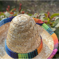 Mini straw sombrero hat for small pets like dogs and cats, featuring a Mexican style design, perfect for parties and photos.